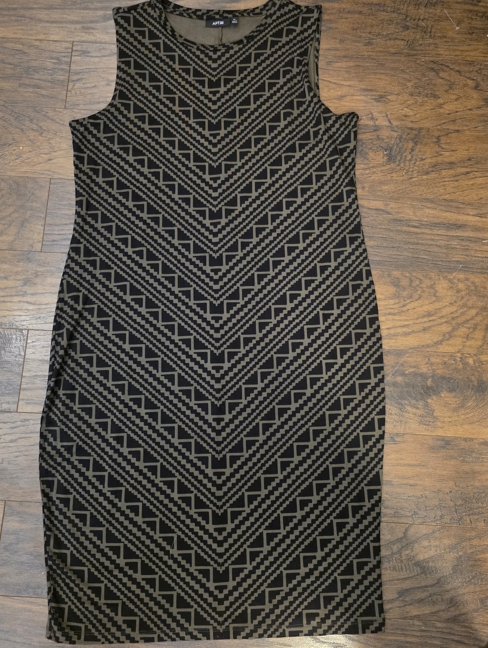 Apt. 9 Black and Taupe Geometric Midi Sheath Dress